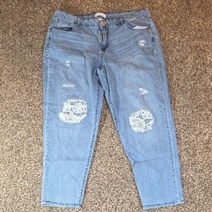 Lane Bryant Light Blue Distressed Boyfriend Jeans